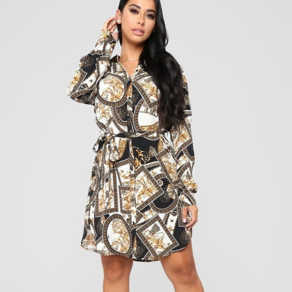 Fashion Nova Dresses & Skirts - NWT Print button up dress with belt